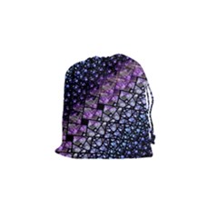 Dusk Blue And Purple Fractal Drawstring Pouch (small) by KirstenStar