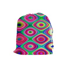 Psychedelic Checker Board Drawstring Pouch (large) by KirstenStar