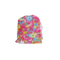Hippy Peace Swirls Drawstring Pouch (small) by KirstenStar