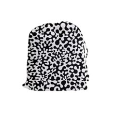 Black And White Blots Drawstring Pouch (large) by KirstenStar