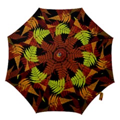 3d Red Abstract Fern Leaf Pattern Hook Handle Umbrellas (medium) by Amaryn4rt