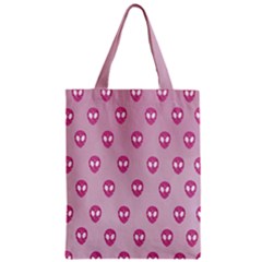 Alien Pattern Pink Zipper Classic Tote Bag by BangZart