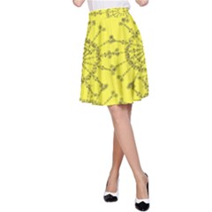 Yellow Flower Floral Circle Sexy A-line Skirt by Mariart