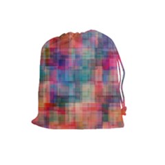 Rainbow Prism Plaid  Drawstring Pouches (large)  by KirstenStar