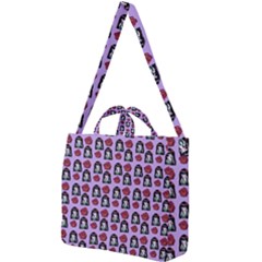 Girl Flower Pattern Lilac Square Shoulder Tote Bag by snowwhitegirl
