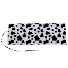 Black And White Cow Spots Pattern, Animal Fur Print, Vector Roll Up Canvas Pencil Holder (s) by Casemiro