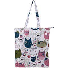 Pattern With Cute Cat Heads Double Zip Up Tote Bag by Jancukart