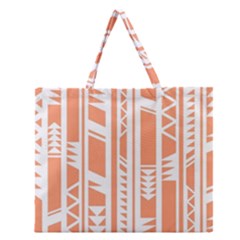 Tribal-pattern Zipper Large Tote Bag by Jancukart