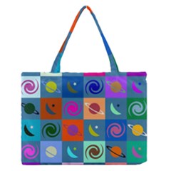 Space-pattern Multicolour Zipper Medium Tote Bag by Jancukart