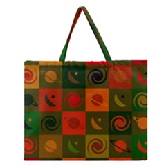 Space Pattern Multicolour Zipper Large Tote Bag by Jancukart