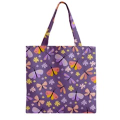 Vector-seamless-pattern-with-butterflies-beetles Zipper Grocery Tote Bag by Jancukart