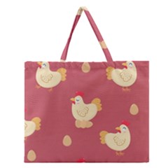 Cute-chicken-eggs-seamless-pattern Zipper Large Tote Bag by Jancukart