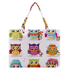 Cartoon-cute-owl-vector Zipper Medium Tote Bag by Jancukart