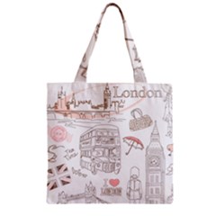 I Love London Drawing Zipper Grocery Tote Bag by Jancukart
