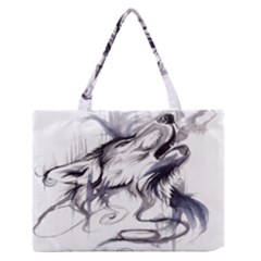 Tattoo-ink-flash-drawing-wolf Zipper Medium Tote Bag by Jancukart