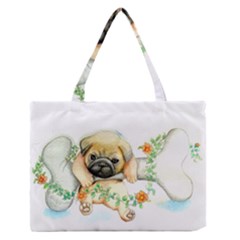 Pug-watercolor-cute-animal-dog Zipper Medium Tote Bag by Jancukart