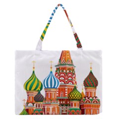 Moscow-kremlin-saint-basils-cathedral-red-square-l-vector-illustration-moscow-building Zipper Medium Tote Bag by Jancukart