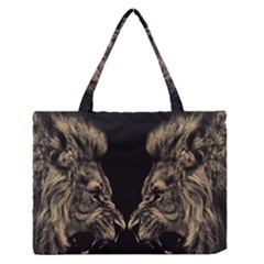 Animalsangry Male Lions Conflict Zipper Medium Tote Bag by Jancukart