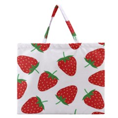 Seamless-pattern-fresh-strawberry Zipper Large Tote Bag by Jancukart