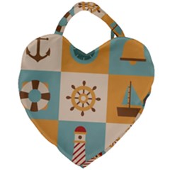 Nautical-elements-collection Giant Heart Shaped Tote by Jancukart