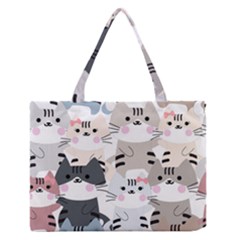 Cute-cat-couple-seamless-pattern-cartoon Zipper Medium Tote Bag by Jancukart