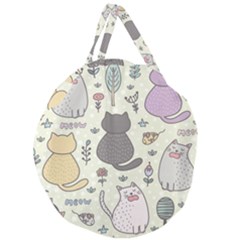 Funny Cartoon Cats Seamless Pattern Giant Round Zipper Tote by Jancukart