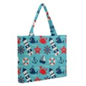 Seamless-pattern-nautical-icons-cartoon-style Zipper Medium Tote Bag View2