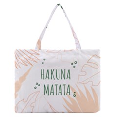 Hakuna Matata Tropical Leaves With Inspirational Quote Zipper Medium Tote Bag by Jancukart