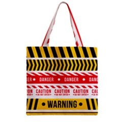 Yellow Black Warning Line Zipper Grocery Tote Bag by Jancukart