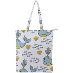 Cartoon Whale Seamless Background Pattern Double Zip Up Tote Bag by Jancukart