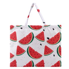 Watermelon Seamless Pattern Zipper Large Tote Bag by Jancukart