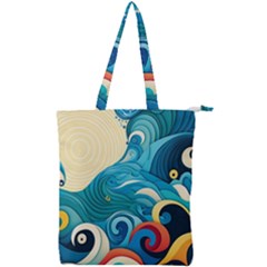 Waves Ocean Sea Abstract Whimsical (2) Double Zip Up Tote Bag by Jancukart
