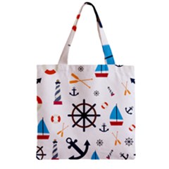 Marine Nautical Seamless Lifebuoy Anchor Pattern Zipper Grocery Tote Bag by Jancukart