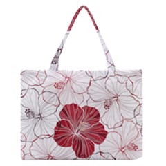 Red Hibiscus Flowers Art Zipper Medium Tote Bag by Jancukart
