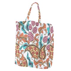 Flowers Pattern Texture White Background Paisley Giant Grocery Tote by Jancukart