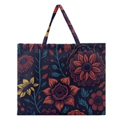 Flower Art Drawing Painting Spring Zipper Large Tote Bag by Jancukart