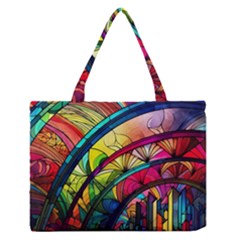 Stained Glass Window Zipper Medium Tote Bag by Jancukart