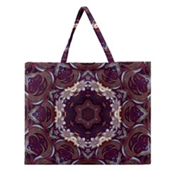 Rosette Kaleidoscope Mosaic Abstract Background Zipper Large Tote Bag by Jancukart