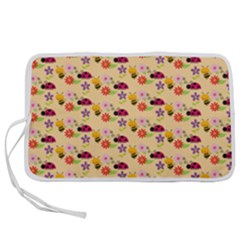 Colorful Ladybug Bess And Flowers Pattern Pen Storage Case (s) by GardenOfOphir