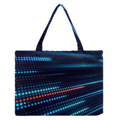 Orange Blue Dot Dots Lines Abstract Abstract Digital Art Zipper Medium Tote Bag by Jancukart
