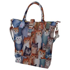 Cats Watercolor Pet Animal Mammal Buckle Top Tote Bag by Jancukart