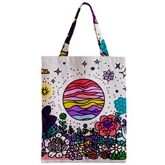 Rainbow Fun Cute Minimal Doodle Drawing Zipper Classic Tote Bag by Jancukart