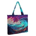 Tsunami Waves Ocean Sea Nautical Nature Water Painting Zipper Medium Tote Bag View2