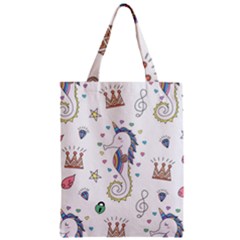 Seamless-pattern-cute-unicorn-cartoon-hand-drawn Zipper Classic Tote Bag by Salman4z