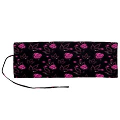 Pink Glowing Flowers Roll Up Canvas Pencil Holder (m) by Sparkle