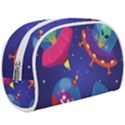 Cartoon-funny-aliens-with-ufo-duck-starry-sky-set Make Up Case (Large) View1