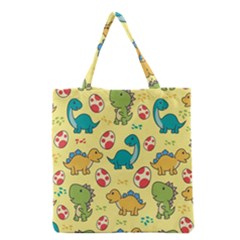 Seamless Pattern With Cute Dinosaurs Character Grocery Tote Bag by pakminggu