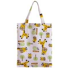 Vector-pattern-with-cute-giraffe-cartoon Zipper Classic Tote Bag by uniart180623