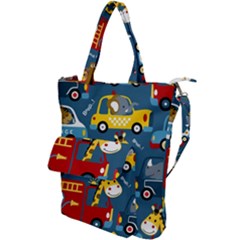 Seamless-pattern-vehicles-cartoon-with-funny-drivers Shoulder Tote Bag by uniart180623