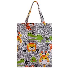 Seamless Pattern With Wildlife Cartoon Zipper Classic Tote Bag by Simbadda